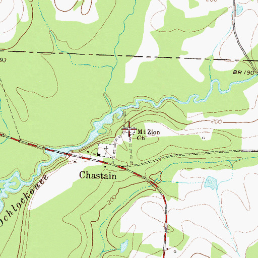 Topographic Map of Mount Zion Cemetery, GA