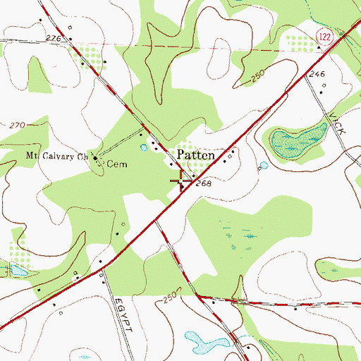 Topographic Map of Patten Church, GA