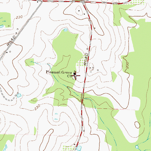 Topographic Map of Pleasant Grove Cemetery, GA