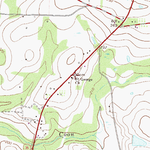 Topographic Map of Saint Georges Cemetery, GA