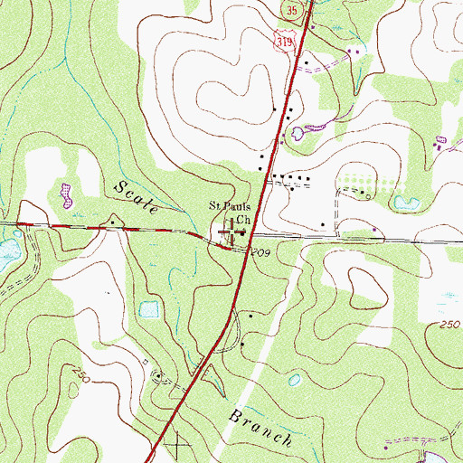 Topographic Map of Saint Paul Cemetery, GA