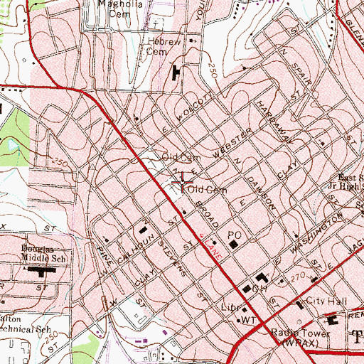 Topographic Map of Saint Thomas African Methodist Episcopal Church, GA