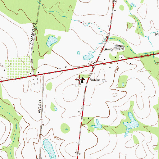 Topographic Map of Salem Cemetery, GA