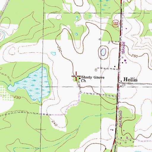 Topographic Map of Shady Grove Cemetery, GA