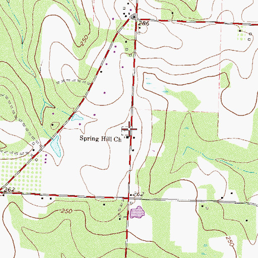 Topographic Map of Springhill Cemetery, GA