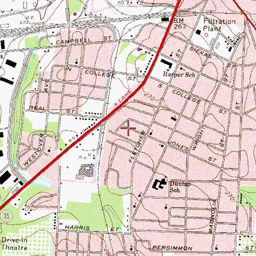 Topographic Map of Theodore Heights, GA