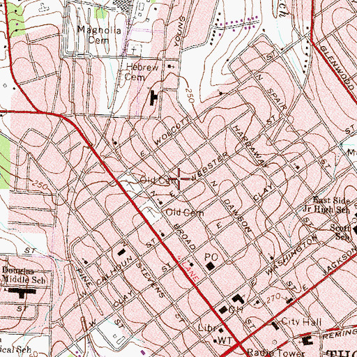 Topographic Map of Thomas County Historical Museum, GA