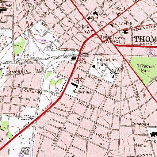 Topographic Map of Thomasville Primitive Baptist Church, GA