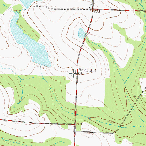 Topographic Map of Union Hill Cemetery, GA