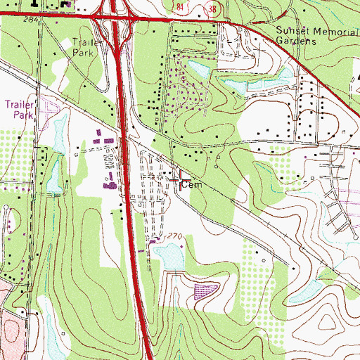 Topographic Map of Vann Cemetery, GA