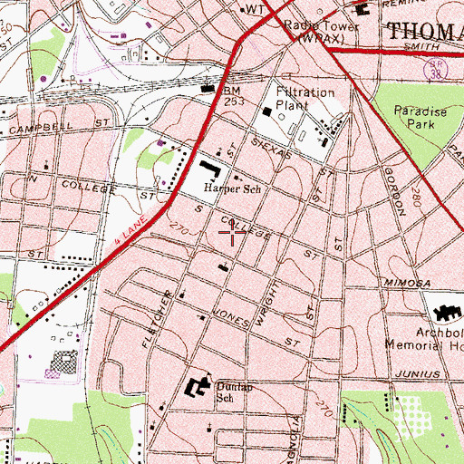 Topographic Map of Westside Baptist Church, GA