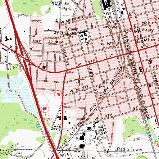 Topographic Map of Adel Assembly of God Church, GA