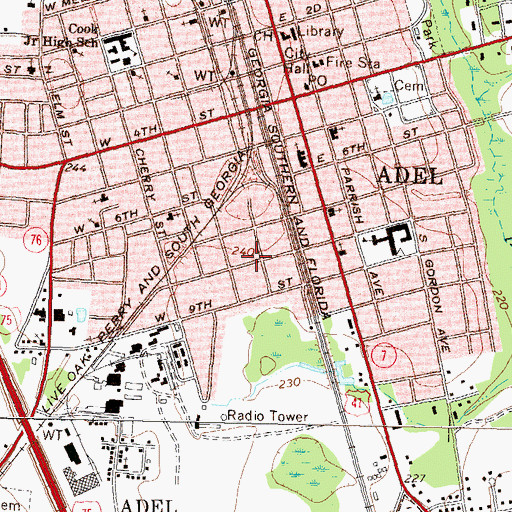 Topographic Map of Adel Church of God, GA