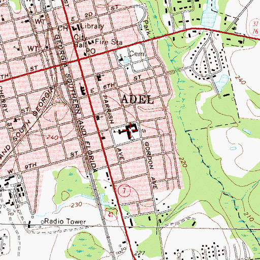 Topographic Map of Adel Elementary School, GA