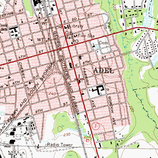 Topographic Map of Adel Presbyterian Church, GA