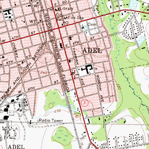 Topographic Map of Adel Primitive Baptist Church, GA