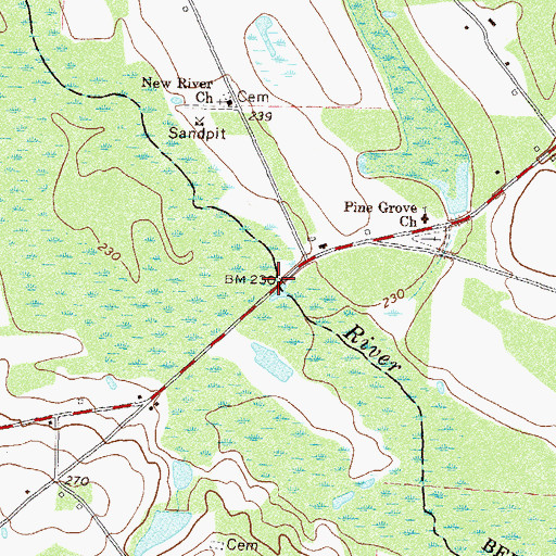 Topographic Map of Brown Bridge, GA