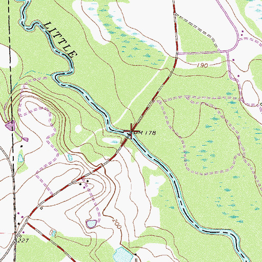Topographic Map of Burney Bridge, GA