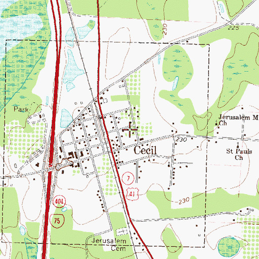 Topographic Map of Cecil Baptist Church, GA