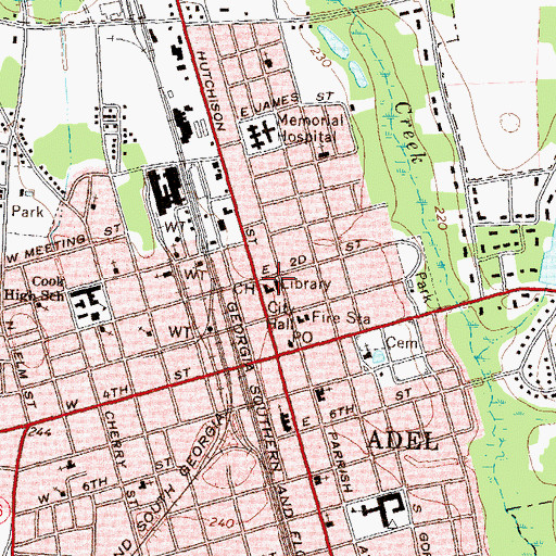 Topographic Map of Cook County Library, GA