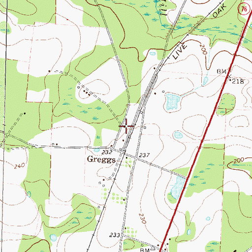 Topographic Map of Greggs Baptist Church, GA