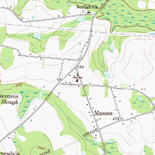 Topographic Map of Massee Baptist Church, GA