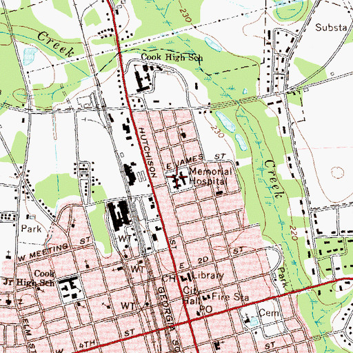 Topographic Map of Cook Medical Center, GA