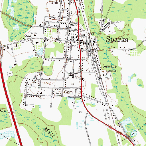 Topographic Map of Sparks Elementary School, GA