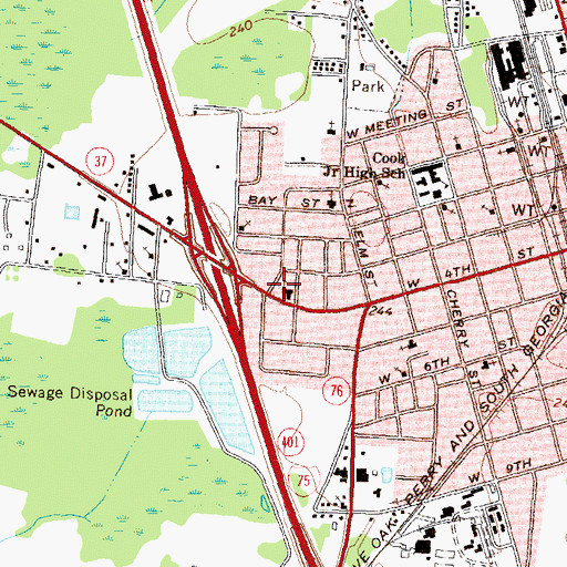 Topographic Map of West Side Baptist Church, GA