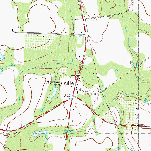 Topographic Map of Autreyville Church, GA