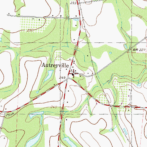 Topographic Map of Autreyville School (historical), GA