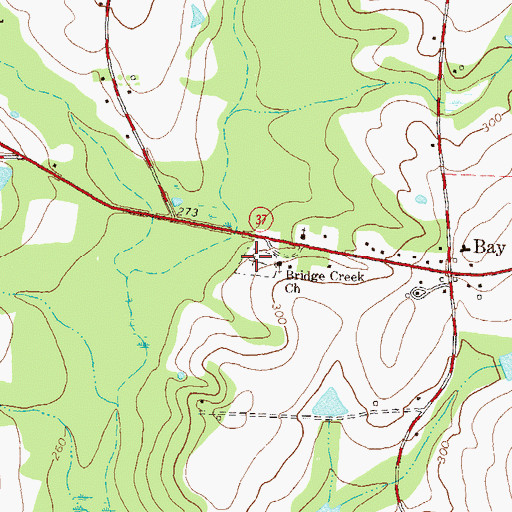 Topographic Map of Bridge Creek Cemetery, GA