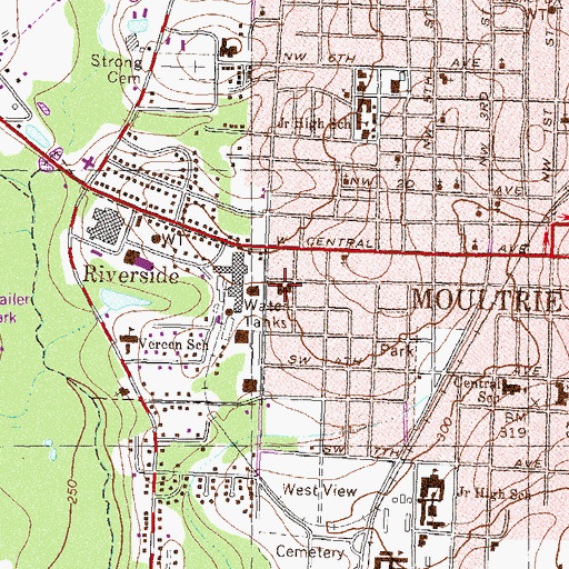 Topographic Map of Calvary Baptist Church, GA