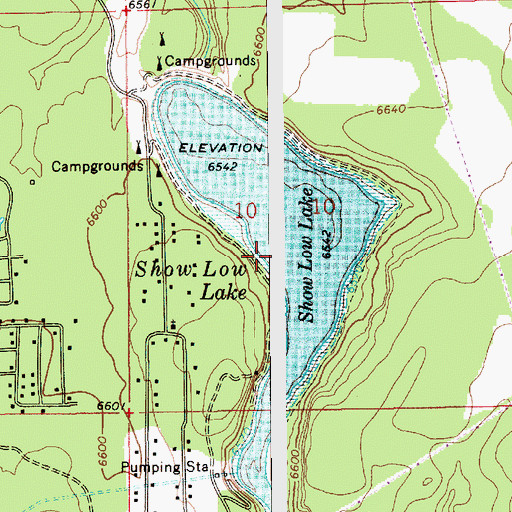 Topographic Map of Show Low Lake, AZ