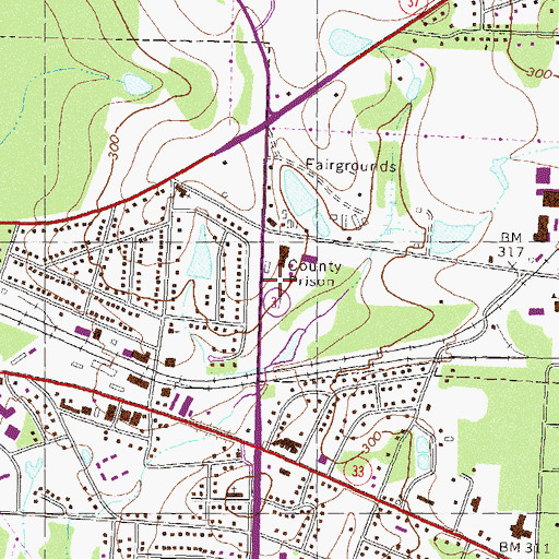 Topographic Map of Colquitt County Jail, GA