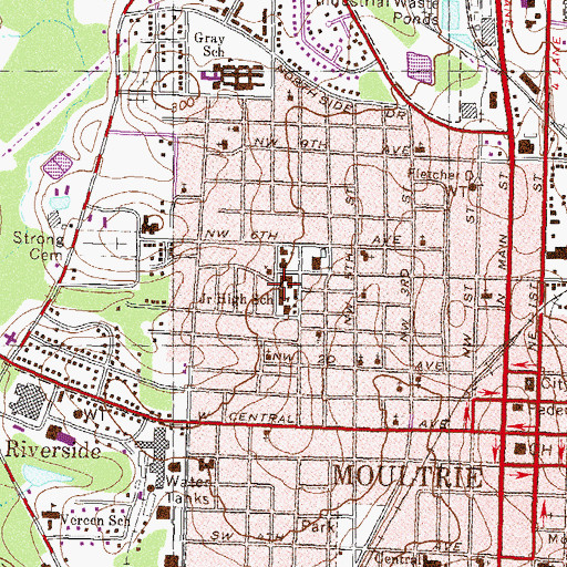Topographic Map of Colquitt County Training School (historical), GA