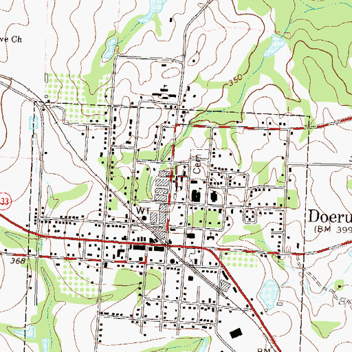 Topographic Map of Doerun Public School (historical), GA