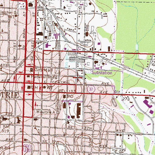 Topographic Map of Eastside Baptist Church, GA