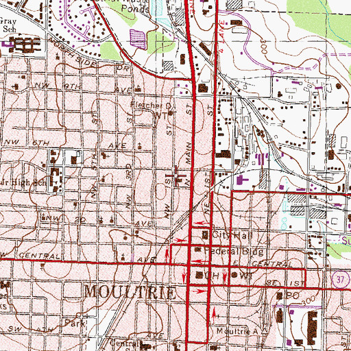 Topographic Map of First Church of the Nazarene, GA
