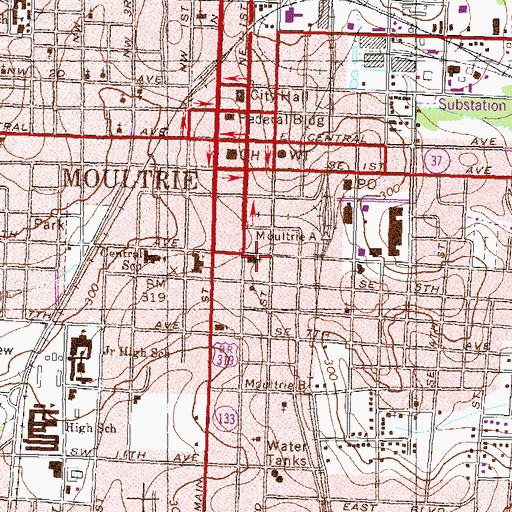 Topographic Map of First Methodist Church, GA