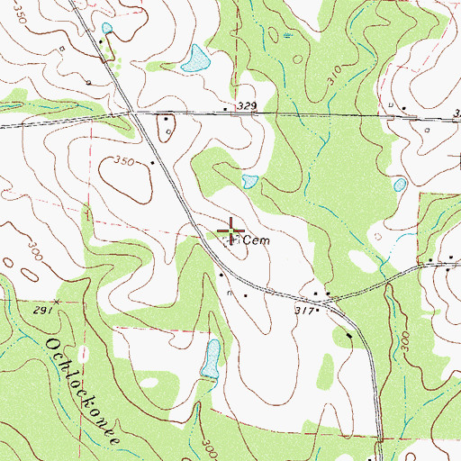 Topographic Map of Hancock Cemetery, GA