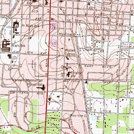 Topographic Map of Immaculate Conception Catholic Church, GA