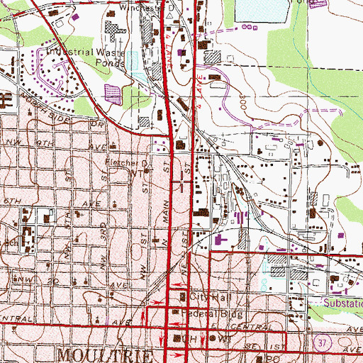 Topographic Map of Memorial Baptist Church, GA