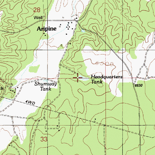 Topographic Map of Shumway Tank, AZ