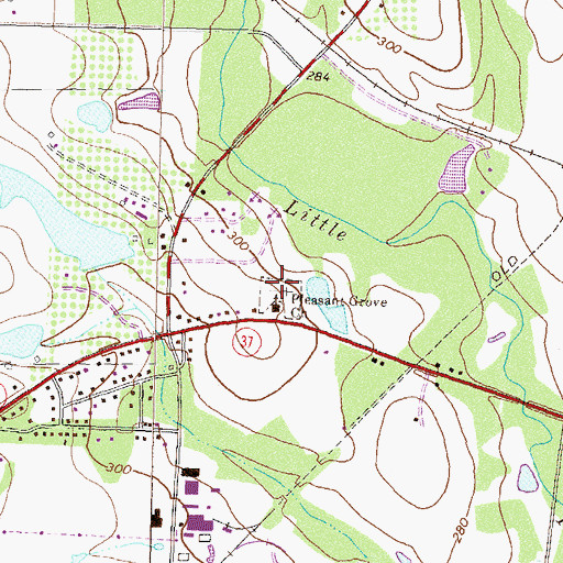 Topographic Map of Pleasant Grove Cemetery, GA