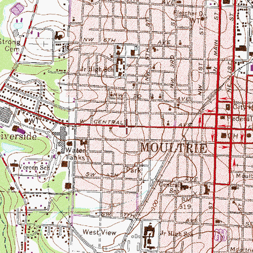 Topographic Map of Pleasant Hill Primitive Baptist Church, GA