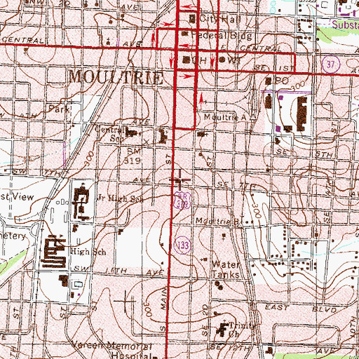 Topographic Map of Saint Johns Episcopal Church, GA