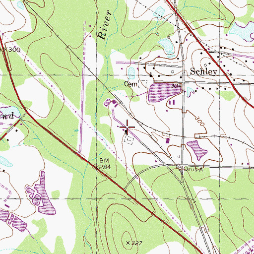 Topographic Map of Schley Church, GA