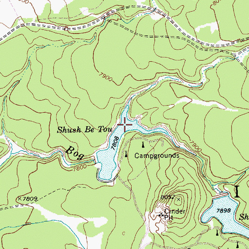 Topographic Map of Shush Be Tou, AZ