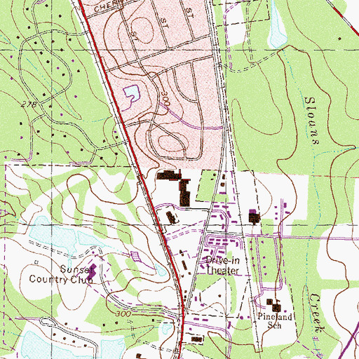 Topographic Map of Sunset Plaza Shopping Center, GA